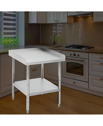 60/48/30/24/12 Stainless Steel Bbq Prep Table with Guard, Outdoor Grill Station Work for Patio, Backyard Barbecue, Silver