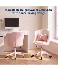 gaomon Office Vanity Chair with Wheels Comfy Desk for Girls Cute Computer Small Armless Adjustable Height Swivel Home Bedroom Task