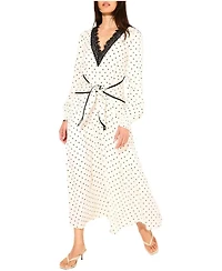 Mint Velvet Women's Polka Dot V-Neck Long-Sleeve Wrap Maxi Dress