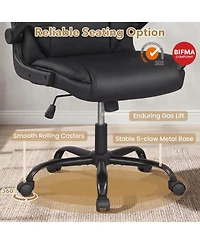 Sugift Ergonomic Leather Office Chair with Flip-Up Armrests and Rocking Function