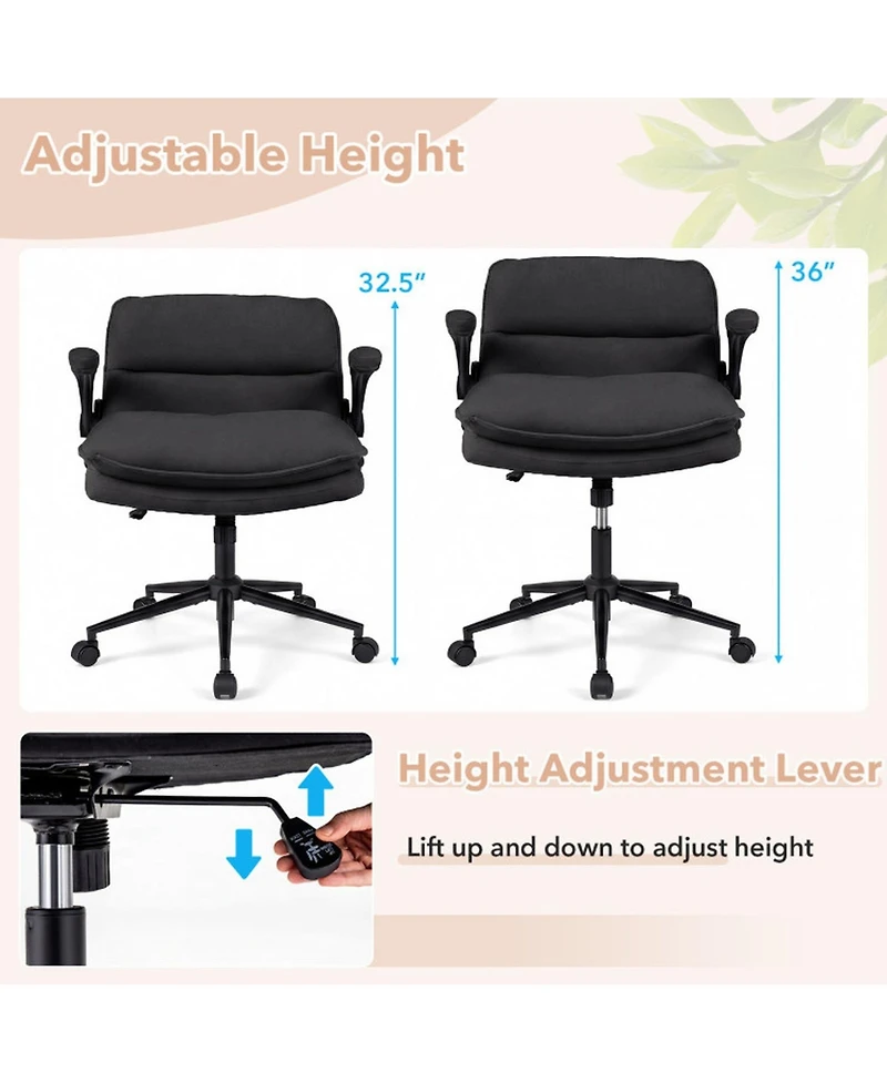 Sugift Criss Cross Office Chair on Wheels with Flip-Up Arms