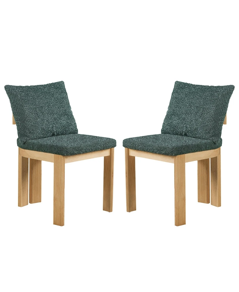 Flynama Set of 2 Boucle Fabric Dining Chairs, Rubber Wood Frame 250lbs Weight Capacity