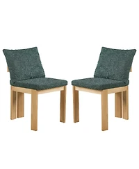Flynama Set of 2 Boucle Fabric Dining Chairs, Rubber Wood Frame 250lbs Weight Capacity