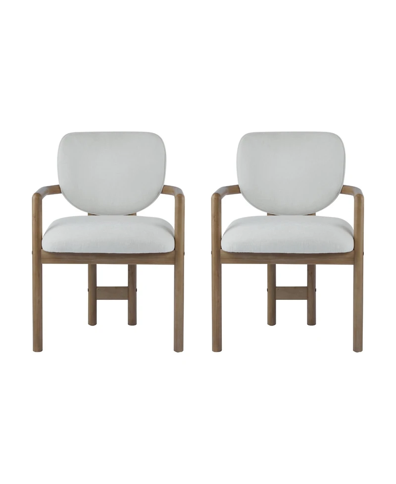 Flynama Set of 2 Fabric King Louis Rubberwood Arm Dining Chairs, 300 Lbs Weight Capacity