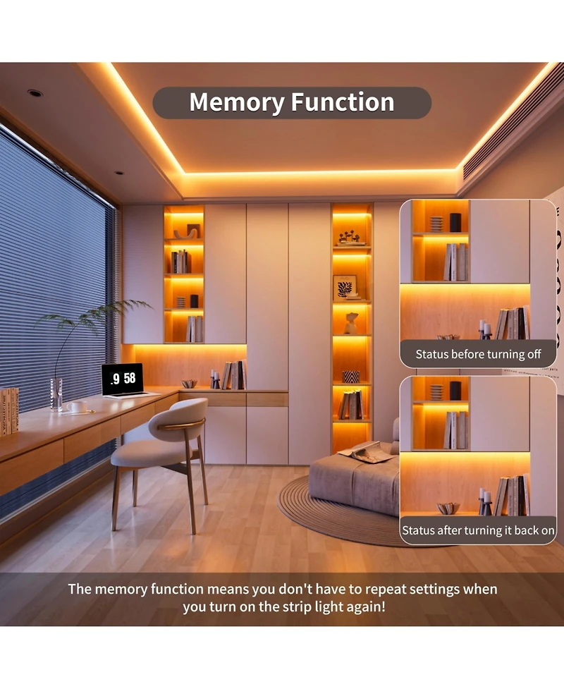Lofree Dimmable Remote Control Cob Led Strip Light Kit, 16.4'