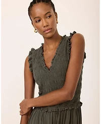 Mint Velvet Women's Shirred Ruffle Midi Dress