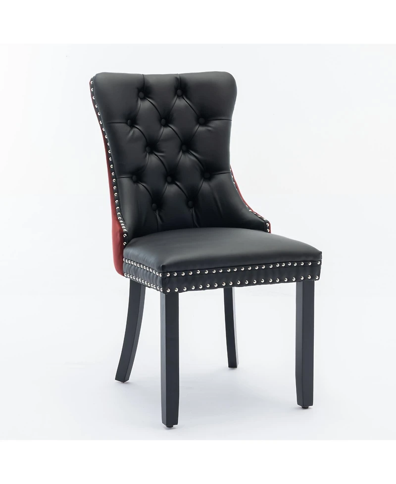 Flynama Collection Modern Dining Chairs Set of 2, High-End Tufted Upholstered Chair with Pu and Velvet Back