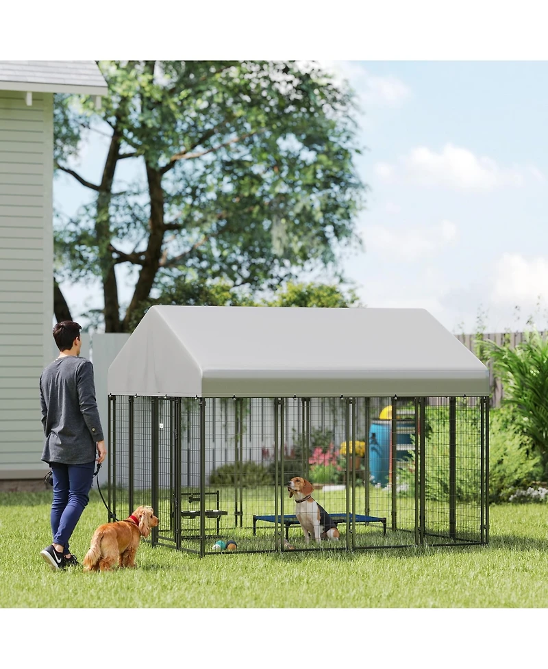 Ruie Outdoor Dog Kennel with Roof and Heavy Duty Welded Wire Run
