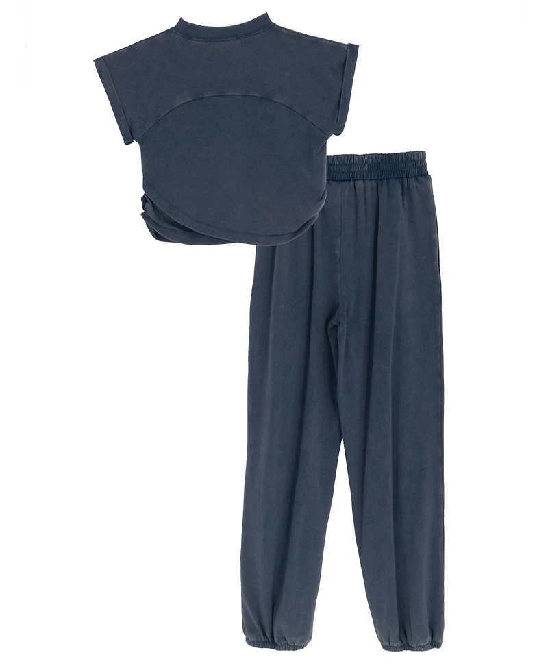 Tween Diva Girls' 7-16 Washed Jersey Knit Long-Sleeve Top and Joggers, 2-Piece Set