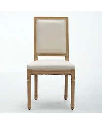 Flynama Set of 2 French Louis Solid Wood Dining Chairs, Carved Frame Rattan Back 300 Lbs Capacity