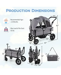 Costway Wagon Stroller for 2 Kids Push Pull Double Stroller