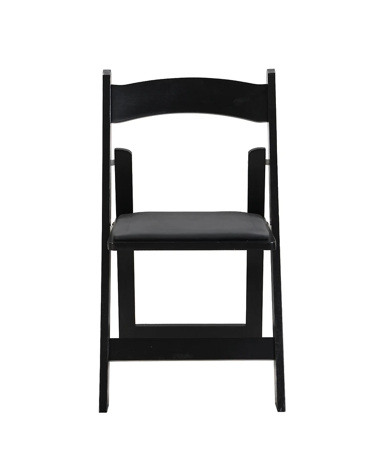 Flynama Set of 4 Folding Solid Wood Dining Chairs with Pu Leather Cushions, Finish, Portable Seating