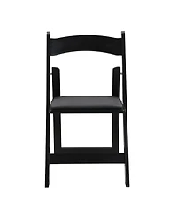 Flynama Set of 4 Folding Solid Wood Dining Chairs with Pu Leather Cushions, Finish, Portable Seating