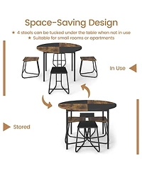 Mecale 5-Piece Round Dining Set with 47-Inch Table and 4 Stools