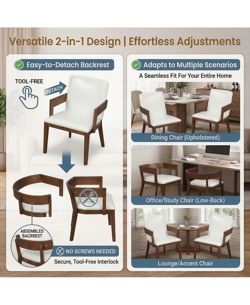 Flynama Set of 2 Modern Dining Chairs, Hardwood Frame with Glossy Pu Leather Upholstery