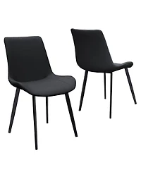 Flynama Set of 2 Pu Leather Dining Chairs, Carbon Steel Metal Legs 330 Lbs Weight Capacity