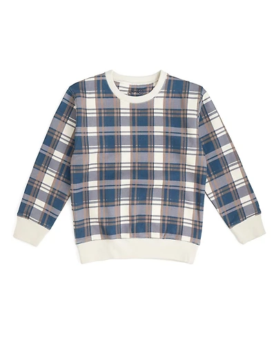 Sweet Wink Little Boys Navy Plaid Sweatshirt