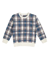 Sweet Wink Little Boys Navy Plaid Sweatshirt