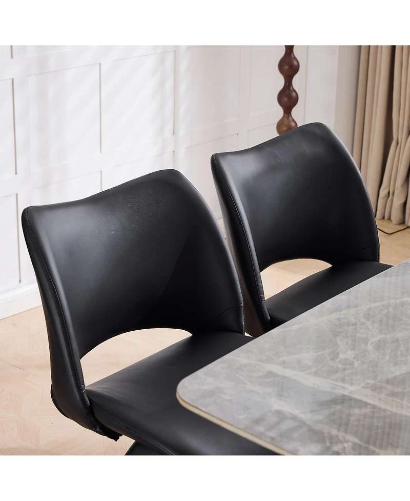 Flynama Set of 2 Swivel Dining Chairs, Faux Leather High Back Kitchen Chairs, Modern Accent