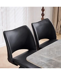 Flynama Set of 2 Swivel Dining Chairs, Faux Leather High Back Kitchen Chairs, Modern Accent