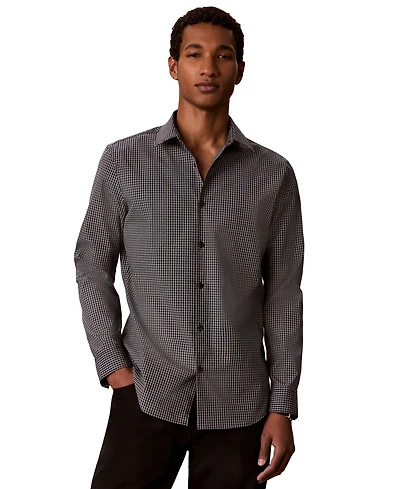 Calvin Klein Men's Gingham Supima Stretch Regular-Fit Shirt