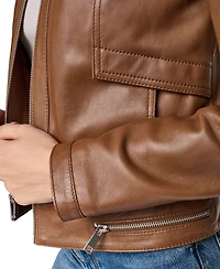 Andrew Marc Women's Rowan Short Leather Racer Jacket