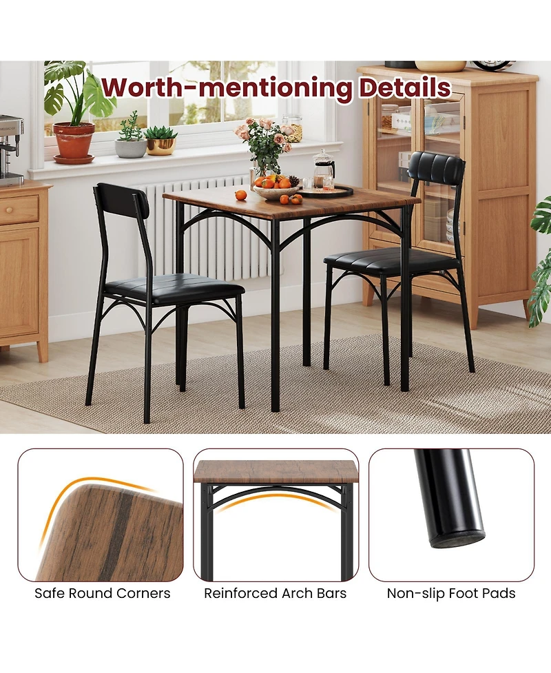 Mecale 3-Piece Square Dining Set with 2 Upholstered Chairs