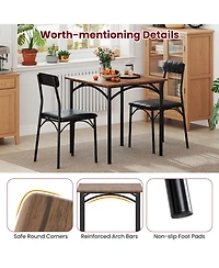 Mecale 3-Piece Square Dining Set with 2 Upholstered Chairs