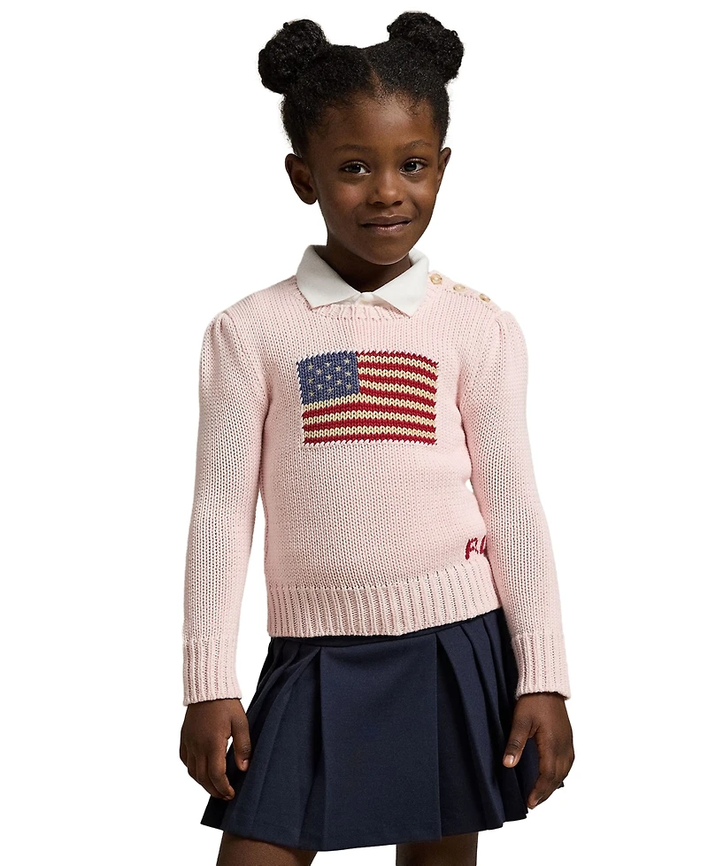 Polo Ralph Lauren Toddler and Little Girls Flag Crewneck Sweater