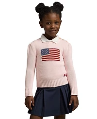Polo Ralph Lauren Toddler and Little Girls Flag Crewneck Sweater