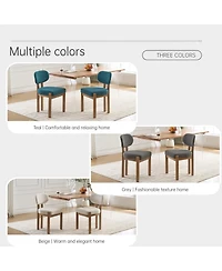 Flynama Wooden Dining Chairs Set of 2, Fabric Upholstered Farmhouse Chairs with Thick Cushion and Chenille Seat