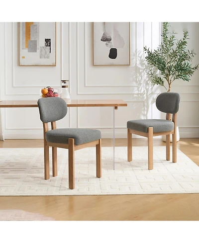 Flynama Wooden Dining Chairs Set of 2, Fabric Upholstered Farmhouse Chairs with Thick Cushion and Chenille Seat