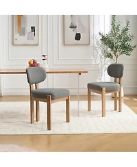 Flynama Wooden Dining Chairs Set of 2, Fabric Upholstered Farmhouse Chairs with Thick Cushion and Chenille Seat
