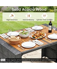 Mecale 5-Piece Patio Bar-Height Set with Acacia Table and 4 Stools