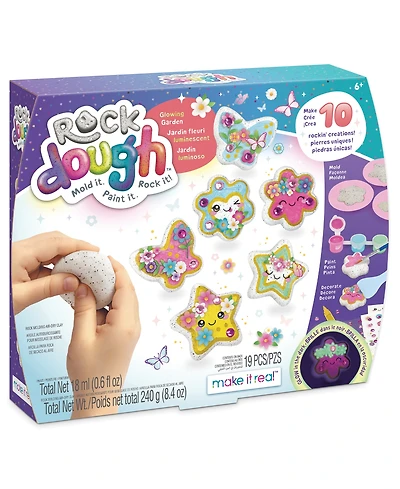 Make It Real Rock Dough Glowing Garden Rock Molding Air-dry Clay, Ages 6+