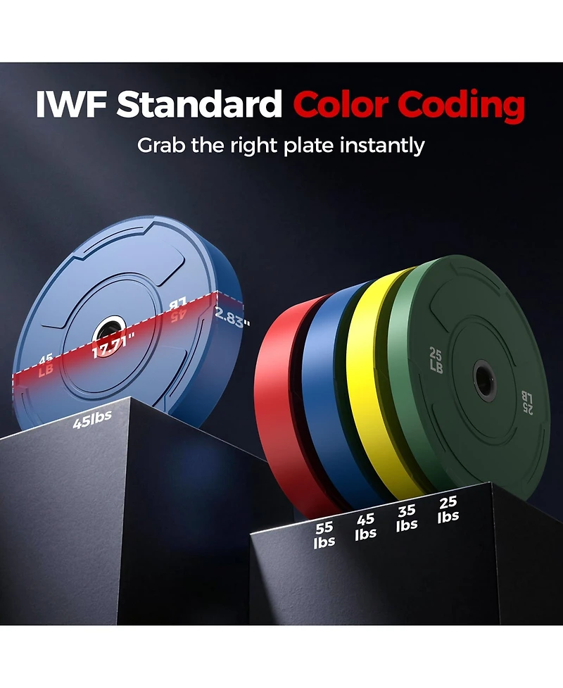 Fed Fitness Bumper Plate Set 2 Inch Olympic Weight Plates Pair Tested Rubber Plates Steel Insert for Barbell Home Gym