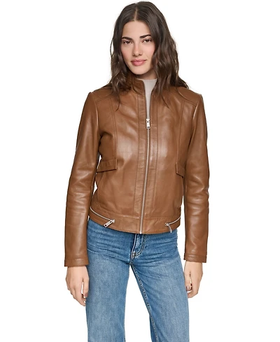 Andrew Marc Women's Rowan Leather Short-Racer Jacket