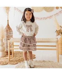 Sweet Wink Little and Big Girls Mocha Floral Lace Bow Headband