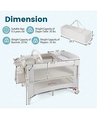 Costway Baby Bassinet Bedside Crib with Changing Table Mattress Detachable Canopy Basket