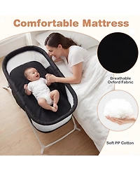 Costway Baby Bassinet Bedside Crib with Changing Table Mattress Detachable Canopy Basket