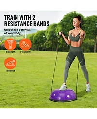 Vevor 23" Half Exercise Ball Trainer Yoga Balance Stability Ball Resistance Band