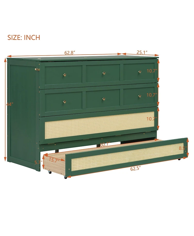 Clihome Queen Murphy Bed with Large Drawers