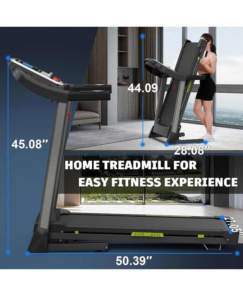 Sevorley Foldable Treadmill with Incline, 2.5HP Quiet Motor, Lcd Display, 12 Programs, 330 lb Capacity