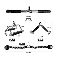 Sevorley 5-Piece Cable Machine Attachment Set with Triceps Rope, V Bar, Double D Handle, Lat Bar and Snap Hooks