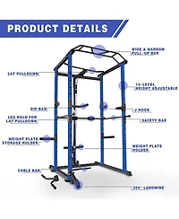 Sevorley Power Rack with Lat Pulldown and Low Row, Multi-Function Home Gym Cage, 1000 lb Capacity