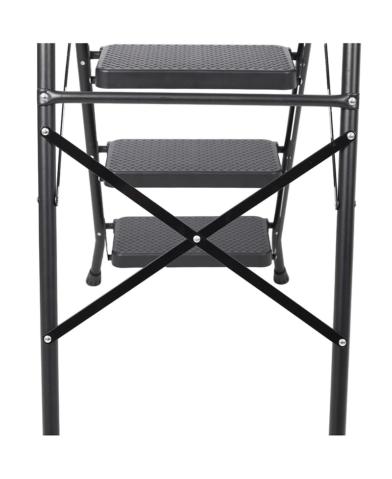 Streamdale Furniture 5 Step Folding Steel Ladder with Handrail and Anti-Slip Pedals 330 lbs