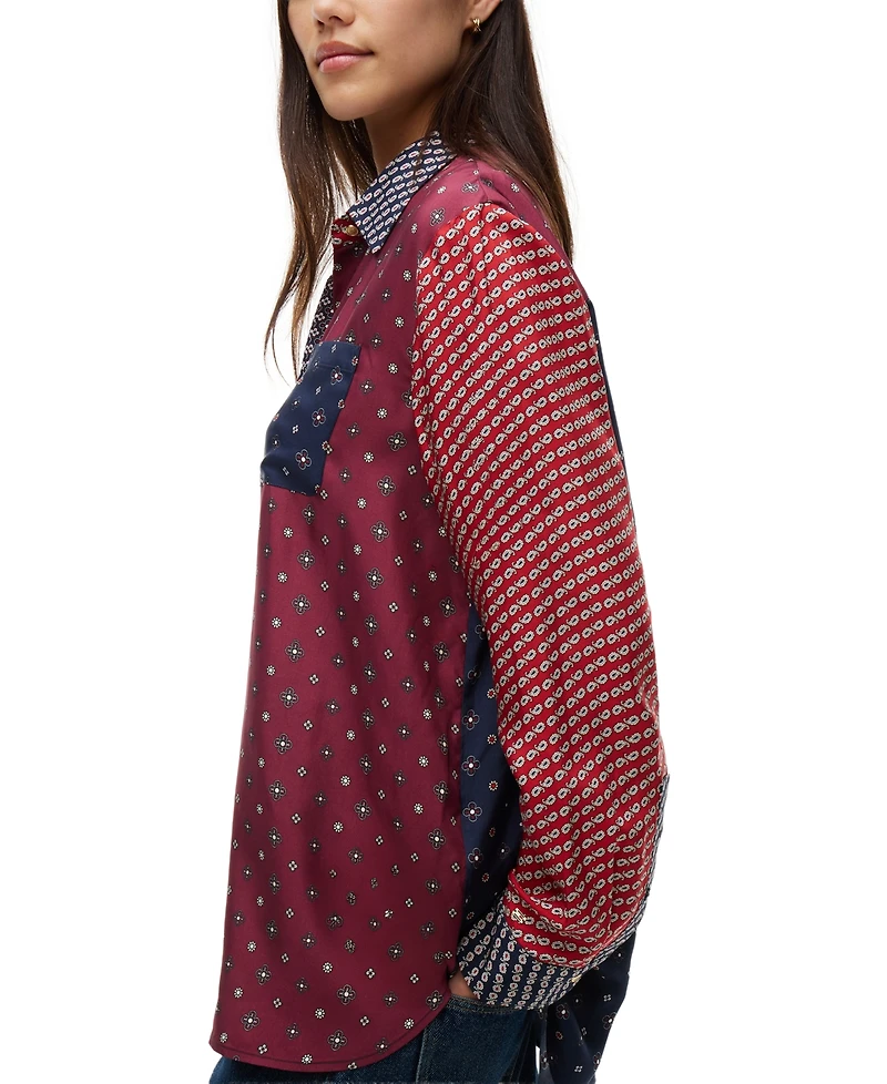 Tommy Hilfiger Women's American Icons Patchwork Long-Sleeve Shirt