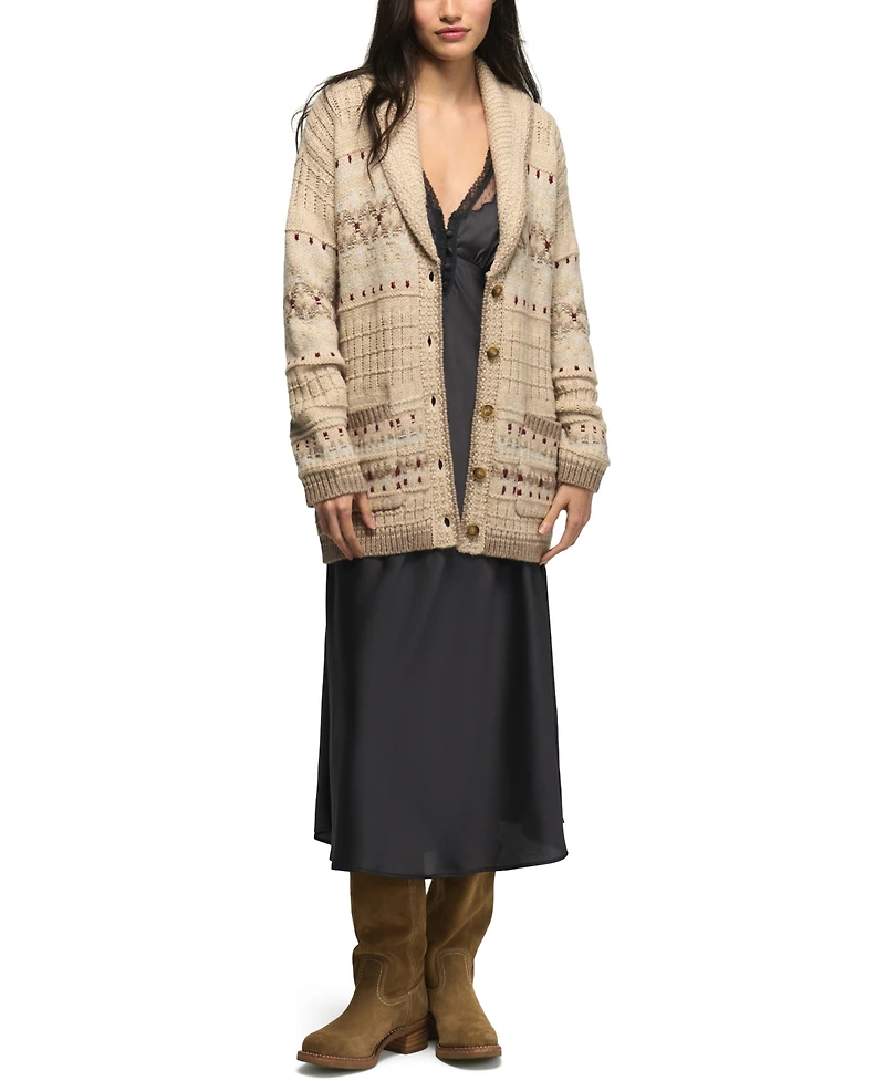 Lucky Brand Women's Shawl-Collar Fair Isle Cardigan