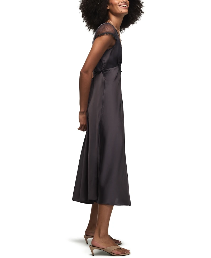 Lucky Brand Women's Simone Lace V-Neck Short-Sleeve Maxi Dress