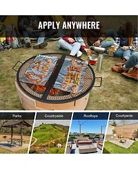 Vevor 36" Foldable Round Cooking Fire Pit Grill Grate X-Marks Heavy-Duty Steel